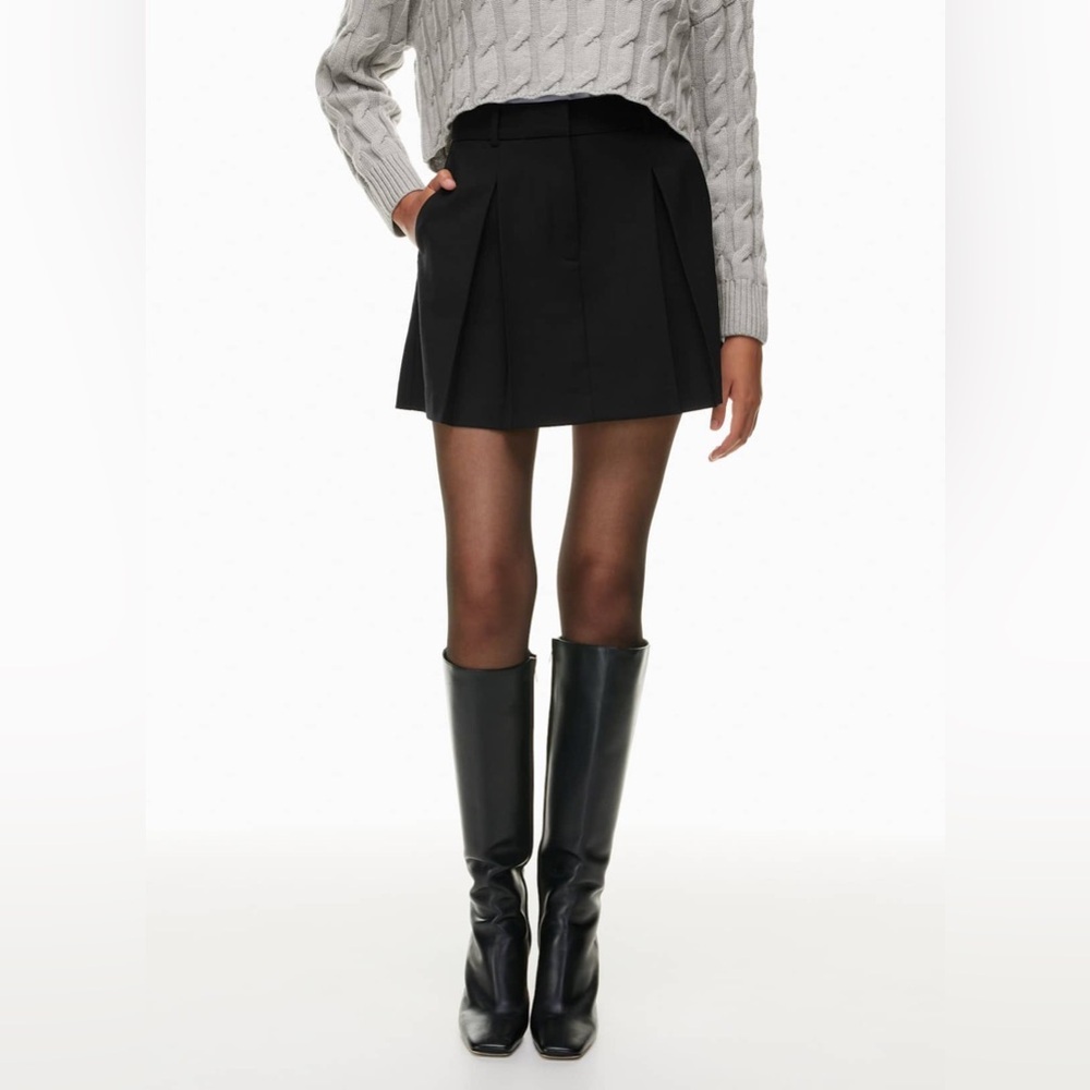 Aritzia Black A-Line Pleated Mini Skirt